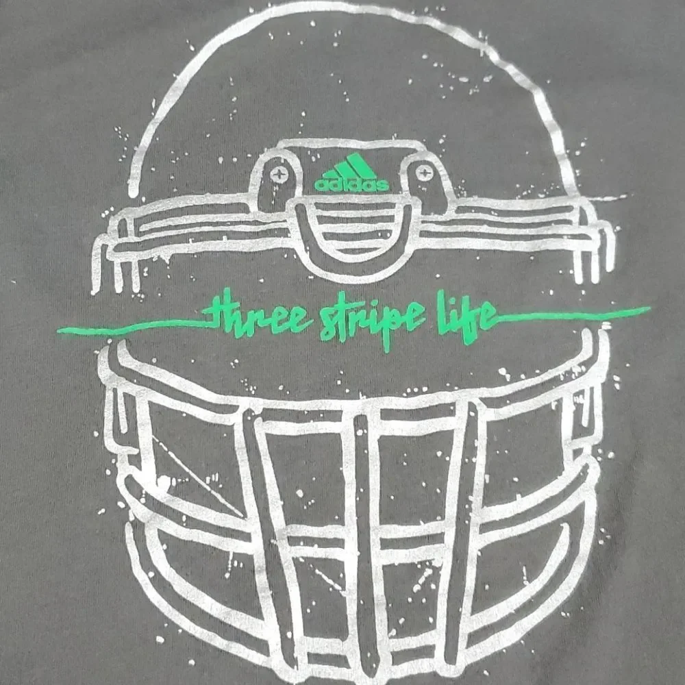Adidas t-shirt grey green long sleeve - Picture 2 of 3